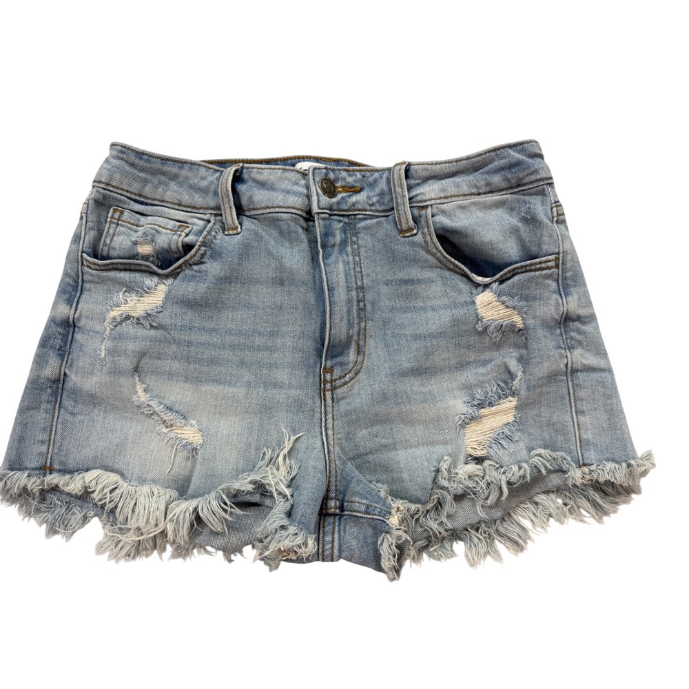Studio Blue Denim Shorts Womens 28 Blue Excellent Distressed Frayed Hem